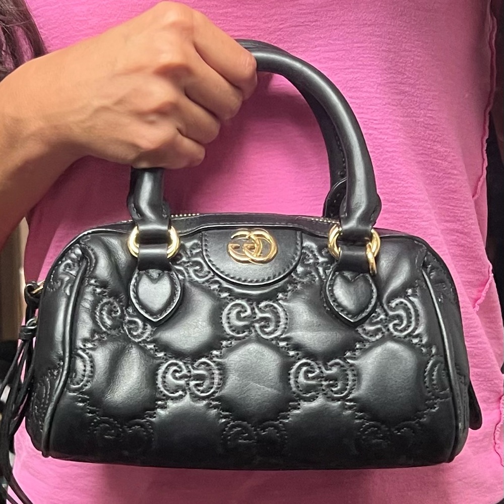 Gucci Black and Gold Satchel with Iconic Design